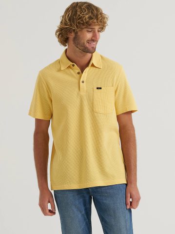 Men's Lightweight Waffle Knit Polo Shirt