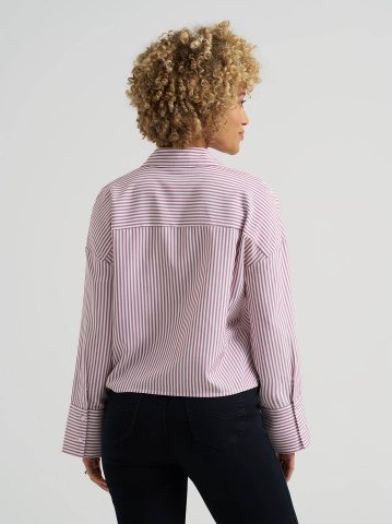 Women's Striped Crop Button Down Shirt — alternate view