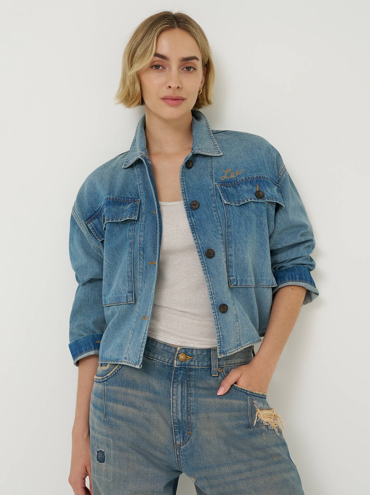 Women's Oversized Double Pocket Utility Overshirt