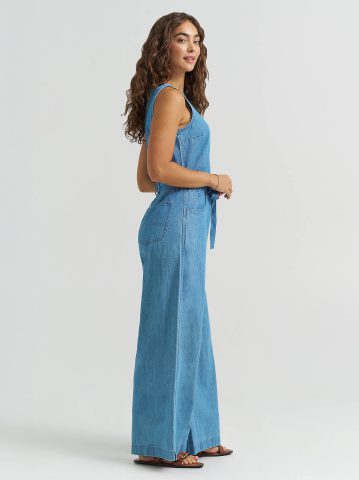 Women's Boatneck Tie Waist Jumpsuit