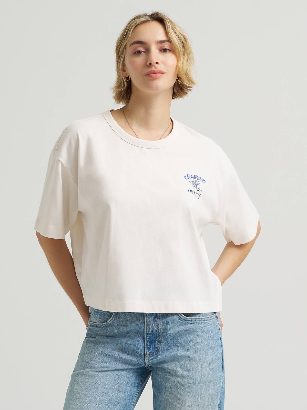 Women's Boxy Fit Crafted Indigo Graphic Tee - view 2