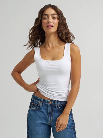 Women's Solid Square Neck Tank Top — alternate view