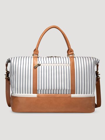 Women's Striped Denim Duffle Bag