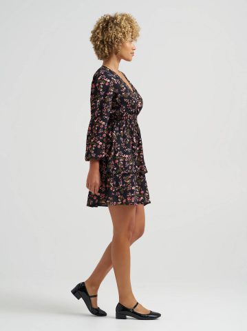 Women's Long Sleeve Floral Ruffle Dress