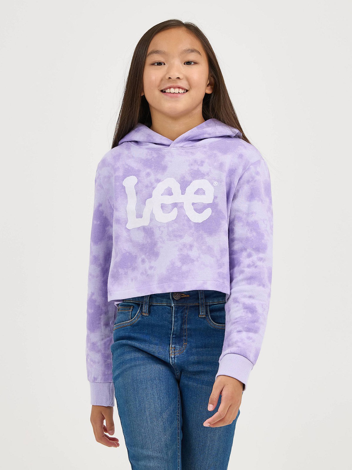 Girl's Tie Dye Crop Logo Hoodie