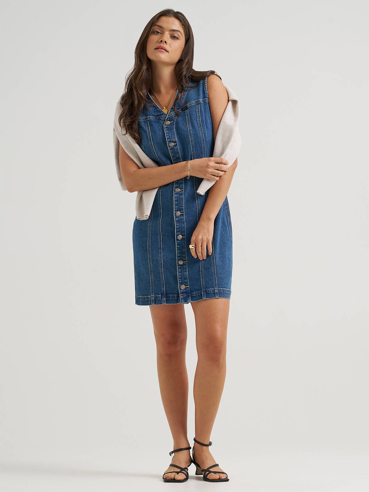 Women's V-Neck Seamed Rider Dress