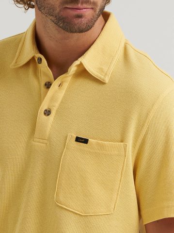 Men's Lightweight Waffle Knit Polo Shirt