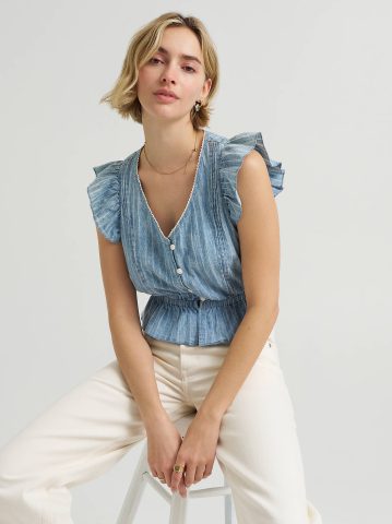 Women's V-Neck Flutter Sleeve Top — alternate view