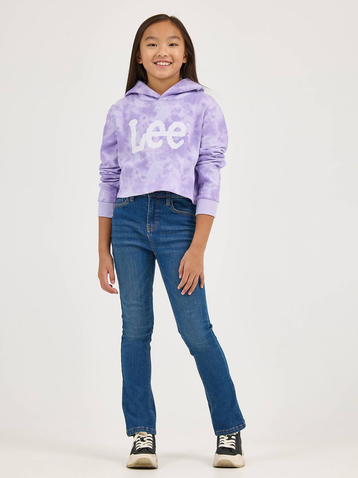 Girl's Tie Dye Crop Logo Hoodie - view 4
