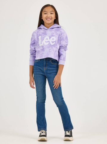 Girl's Tie Dye Crop Logo Hoodie