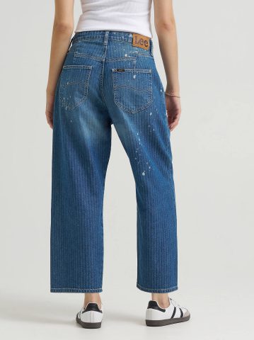 Women's Bleach Splatter Loose Crop Button-Fly Jean