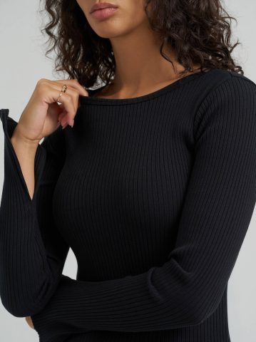 Women's Slit Sleeve Rib Knit Tee