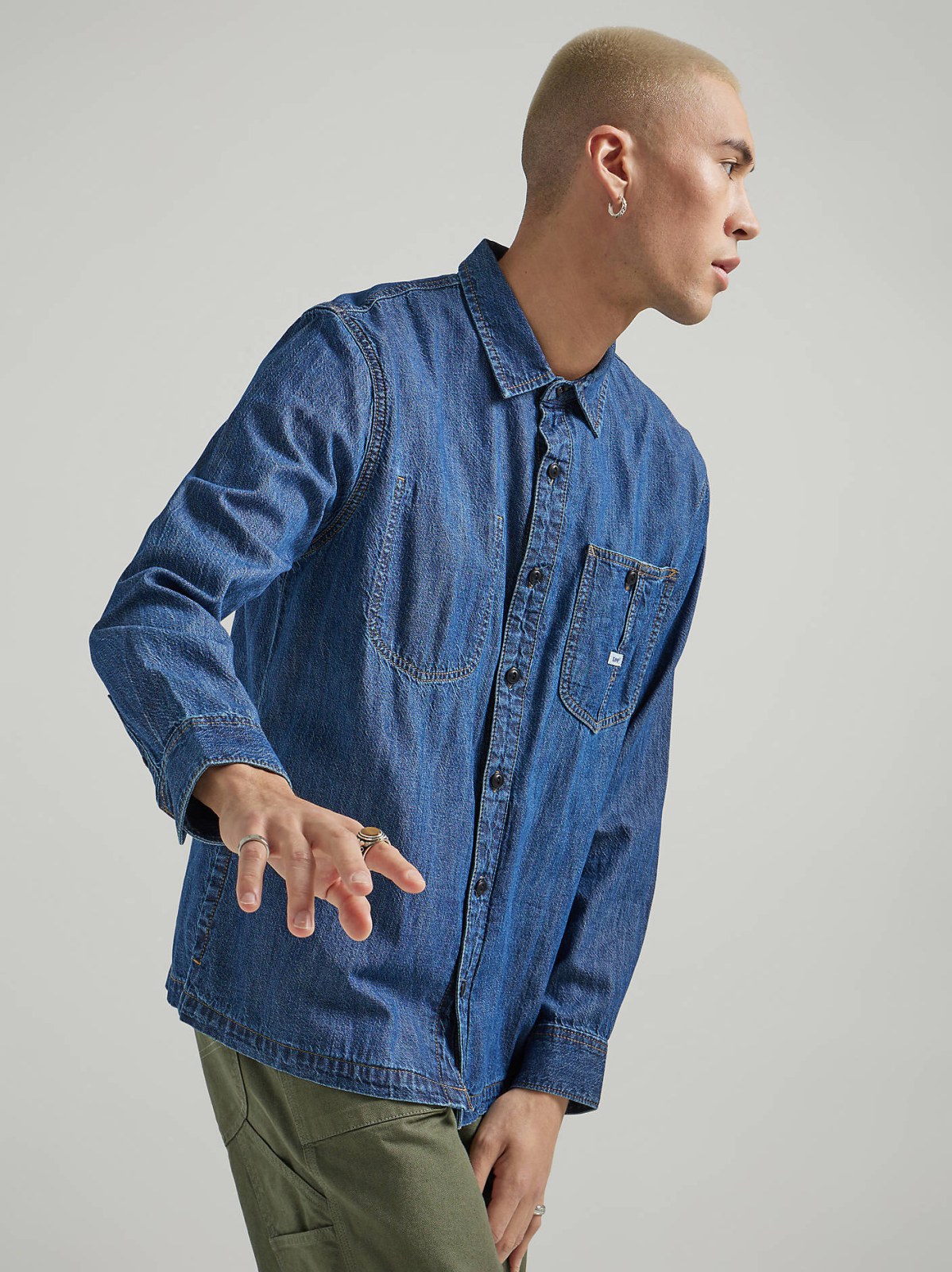 Men's Very Loose Fit Denim Overshirt - view 3