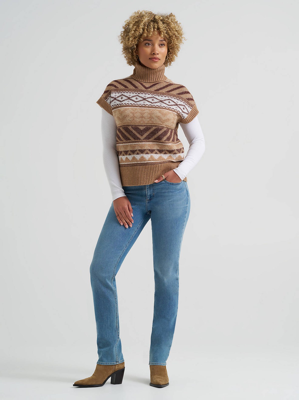 Women's Sleeveless Turtle Neck Sweater Vest - view 4