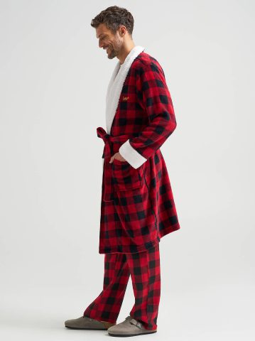Men's Sherpa Lined Flannel Robe