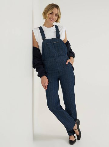 Women's Premium Hickory Stripe Slim Straight Overall