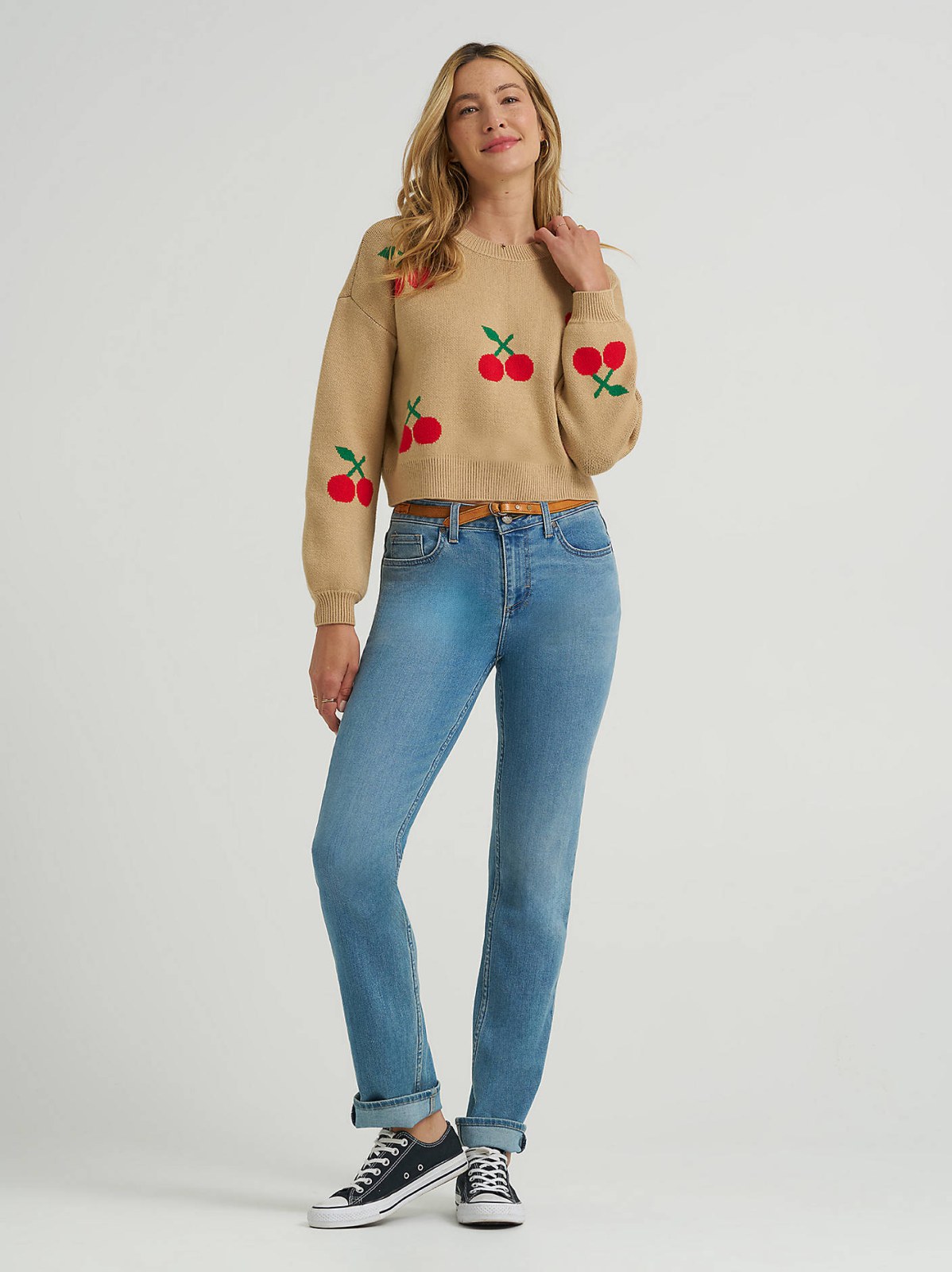 Women's Cherry Print All Over Crop Sweater - view 4
