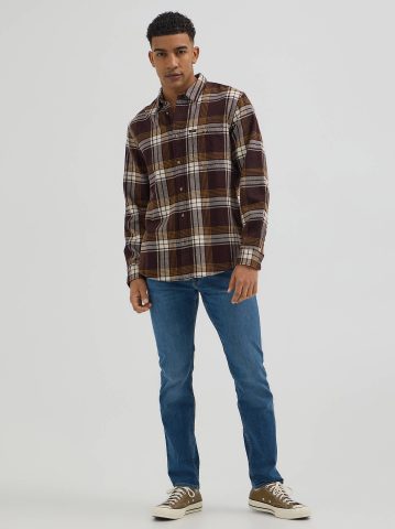 Men's Relaxed Fit Riveted Plaid Button Down Shirt — alternate view