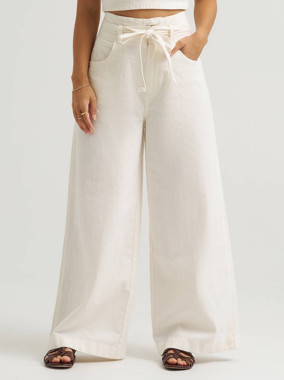 Women's High Rise Pleated Linen Trouser Pant - view 3