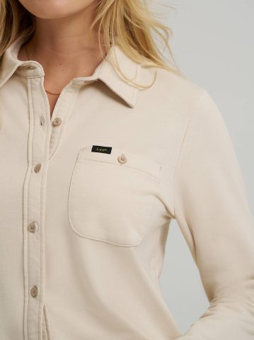 Women's All Purpose Solid Knit Button Down Shirt