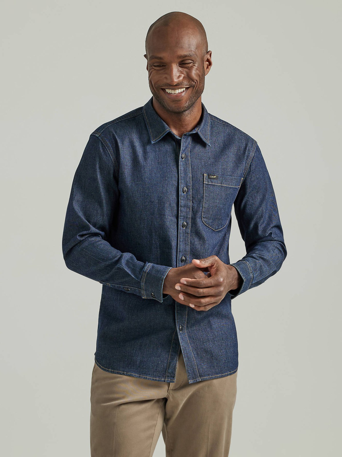 Men's Extreme Motion All Purpose Denim Button Down Shirt