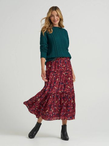 Women's Long Tiered Floral Skirt