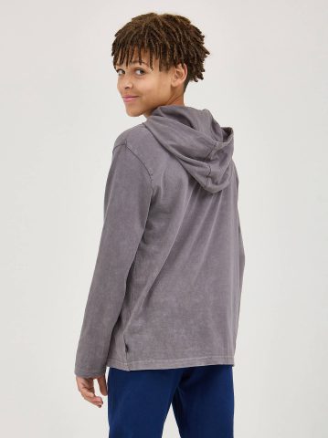 Boy's Oil Wash Hooded Jersey Logo Tee
