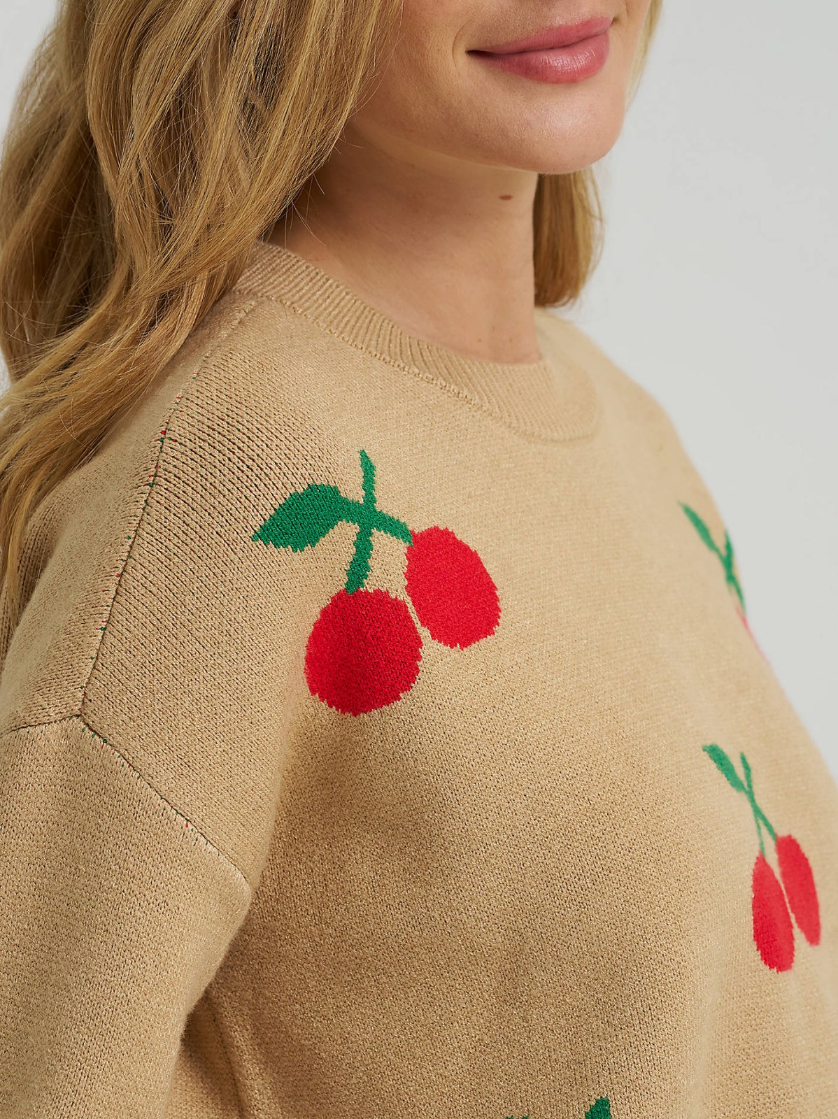 Women's Cherry Print All Over Crop Sweater - view 3