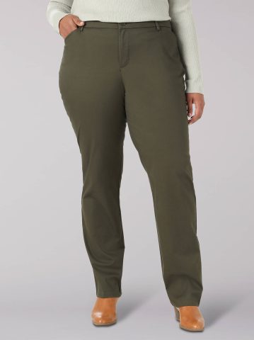 Women's Wrinkle Free Relaxed Fit Straight Leg Pant (Plus)