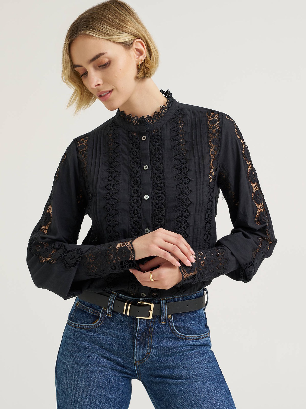 Women's Lace Button Down Blouse