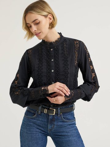 Women's Lace Button Down Blouse