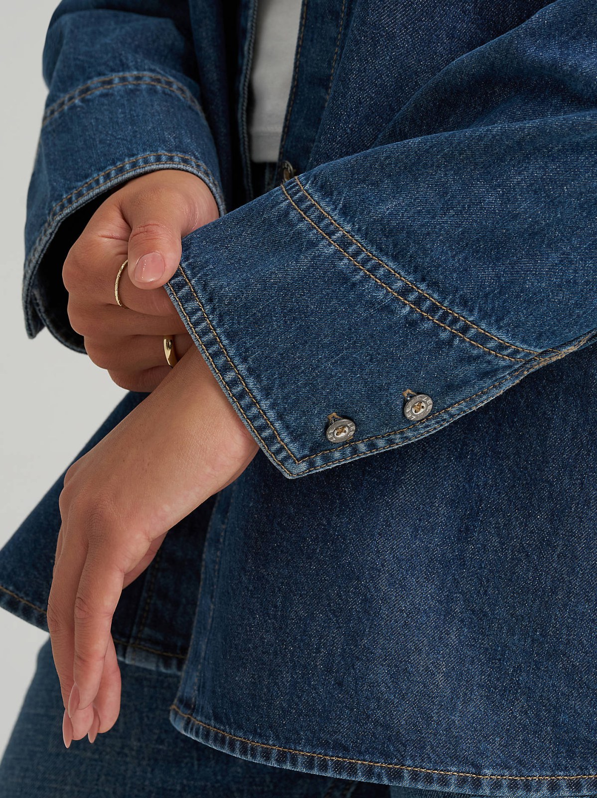 Women's Reversed Denim Oversized Button Up Shirt - view 6
