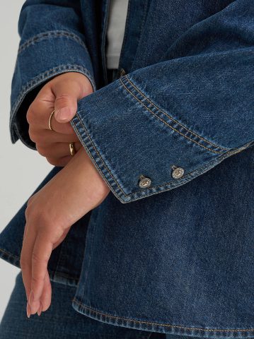 Women's Reversed Denim Oversized Button Up Shirt