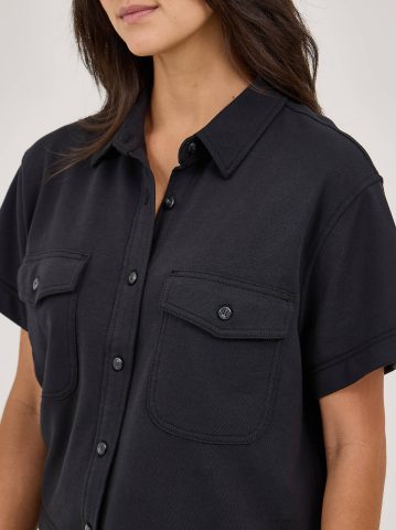 Women's Loose Crop Button Down Shirt