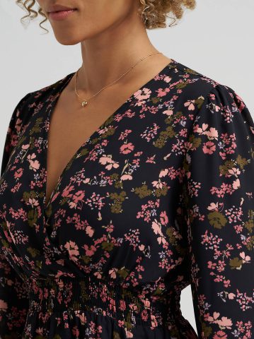 Women's Long Sleeve Floral Ruffle Dress