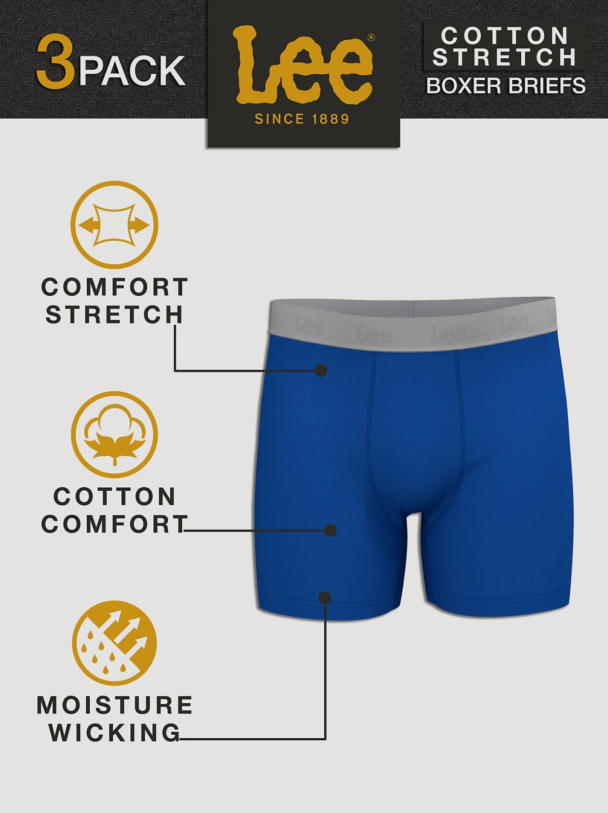 Men's 3-Pack Comfort Stretch Boxer Briefs - view 8