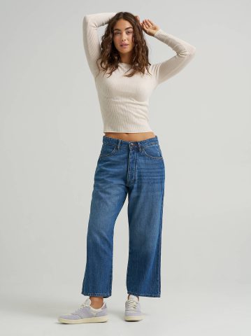 Women's Loose Crop Button-Fly Jean