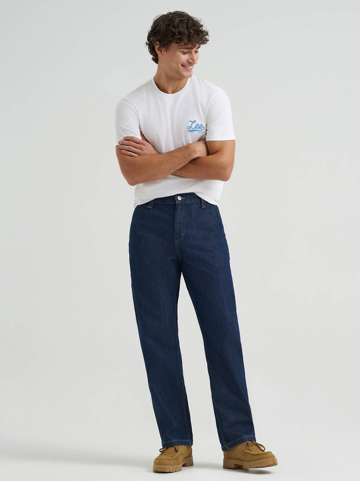 Men's 100% Cotton High Rise Loose Straight Carpenter Jean