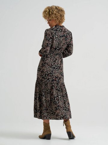 Women's Long Sleeve Printed Maxi Dress — alternate view