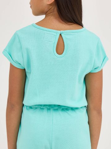 Girl's French Terry Roll Sleeve Romper