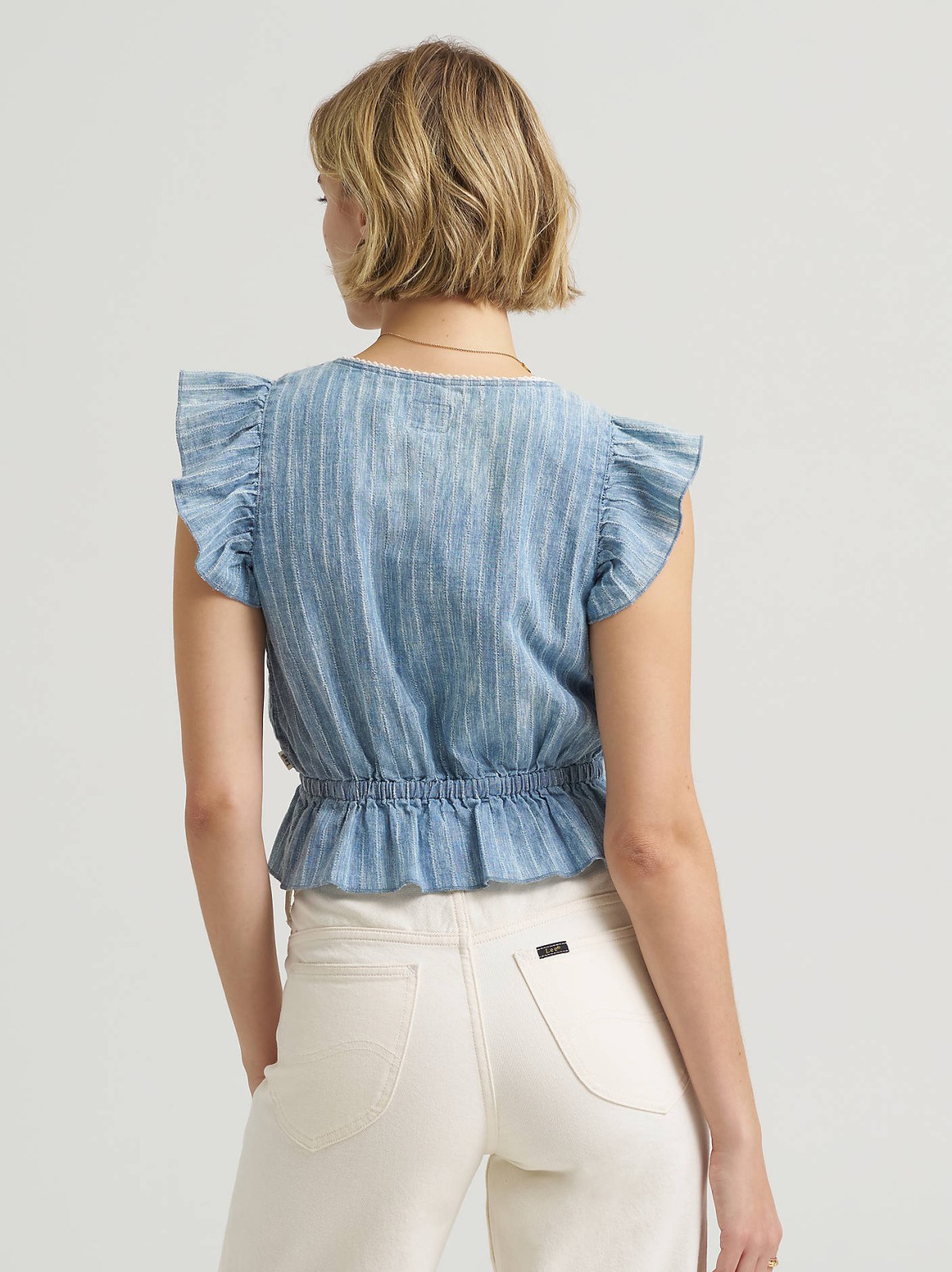 Women's V-Neck Flutter Sleeve Top - view 4