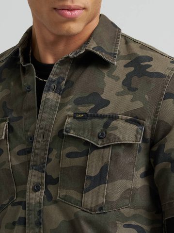 Men's Double Chest Patch Pocket Button Down Shirt