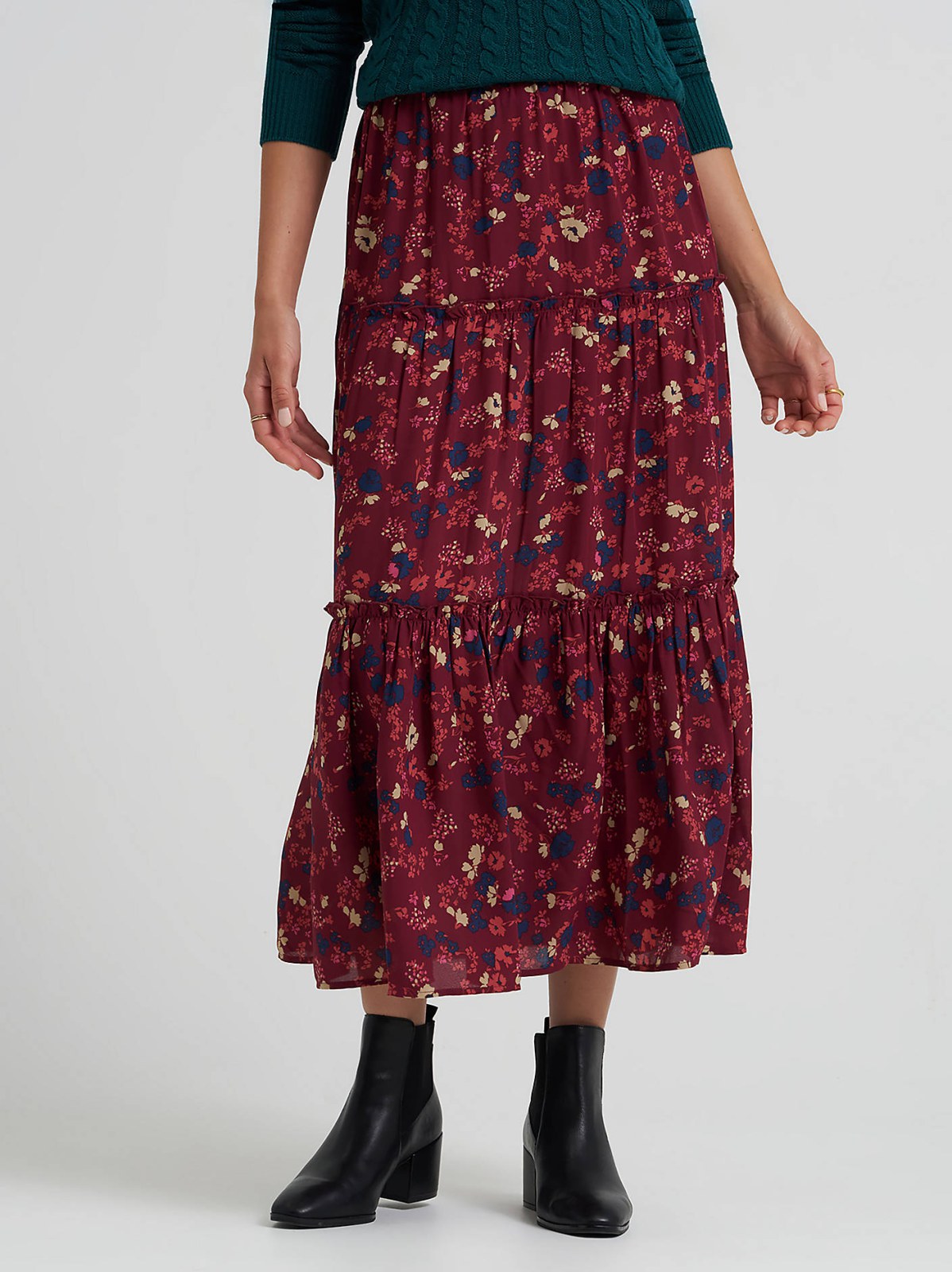 Women's Long Tiered Floral Skirt - view 2