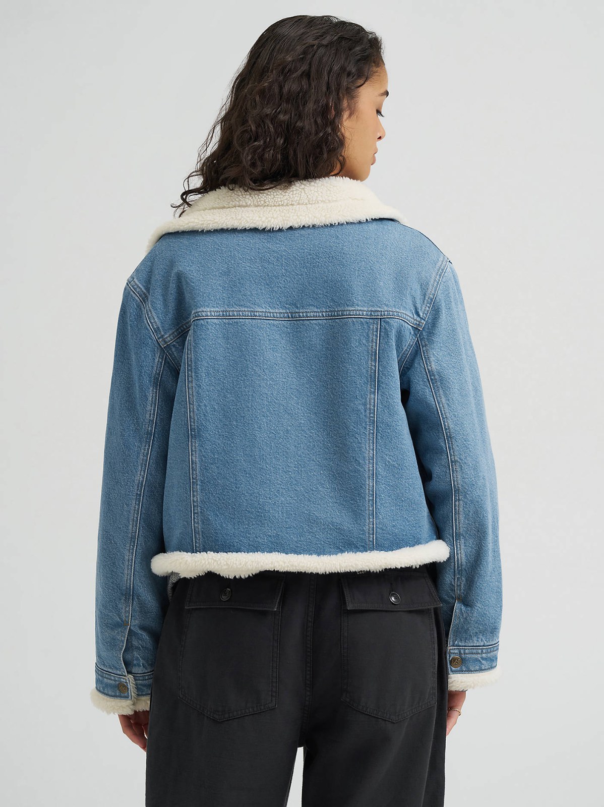 Women's Premium Sherpa Lined Aviator Denim Jacket - view 3