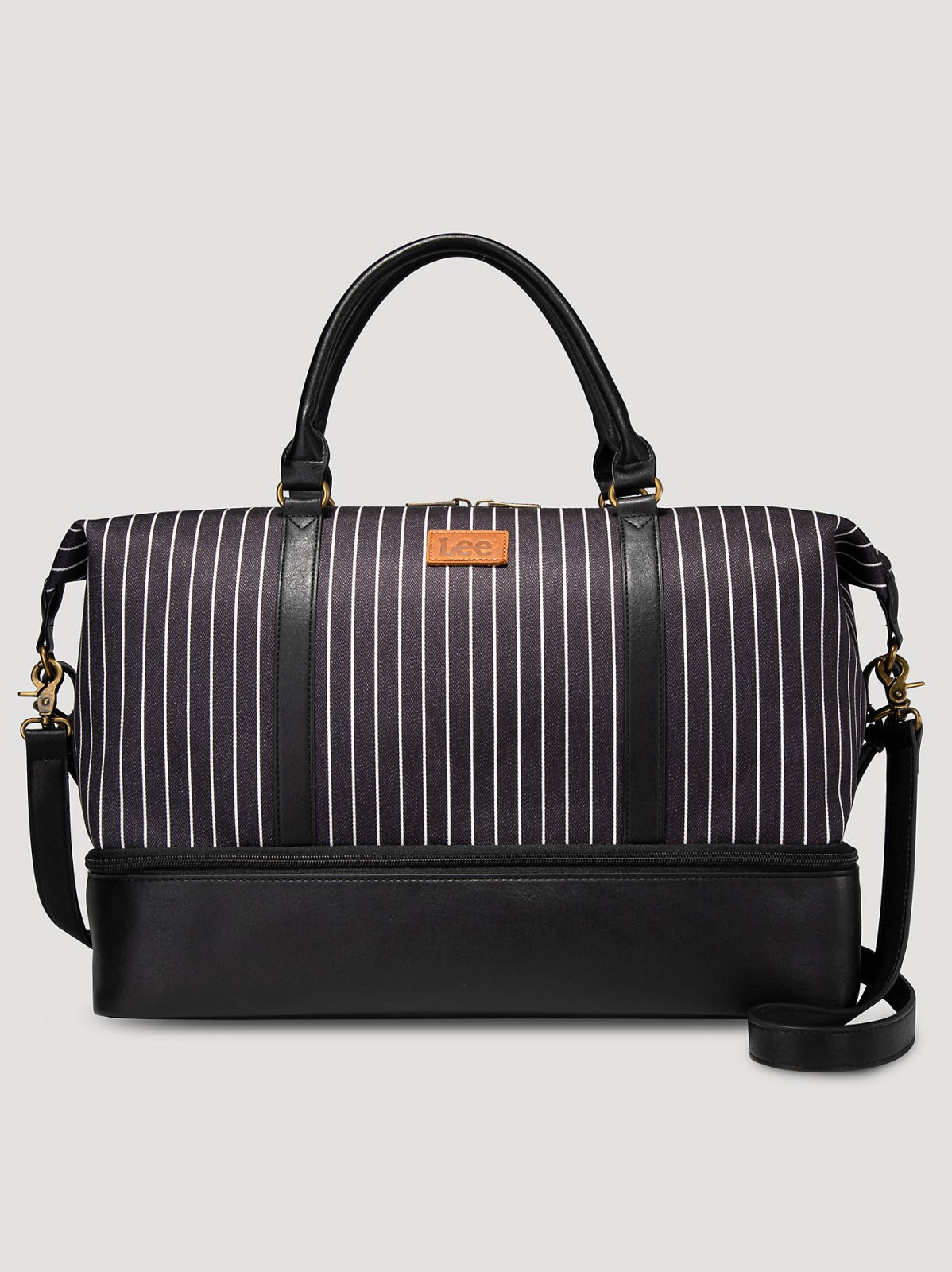 Women's Striped Denim Duffle Bag