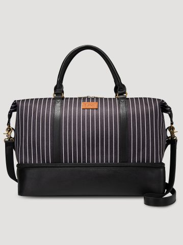 Women's Striped Denim Duffle Bag