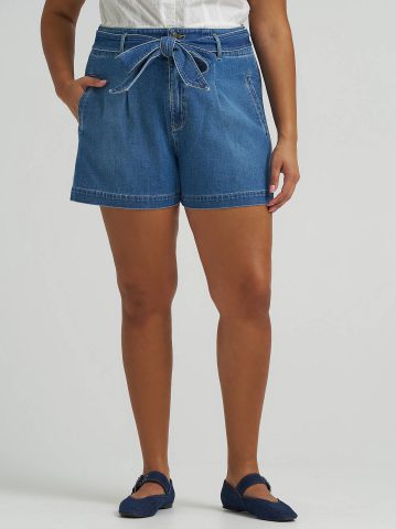 Women's High Rise Denim Bow Short (Plus) — alternate view
