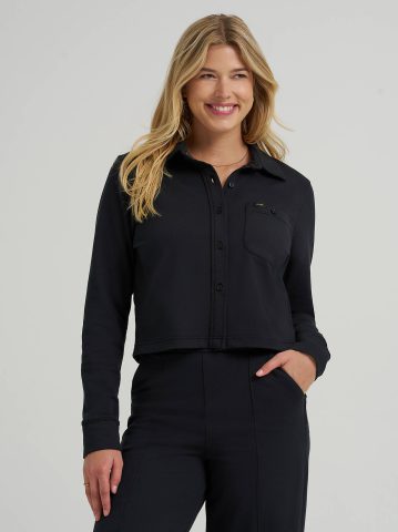 Women's All Purpose Solid Knit Button Down Shirt