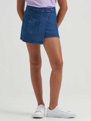Girl's Pleated Denim Skort — alternate view