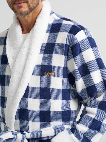Men's Sherpa Lined Flannel Robe